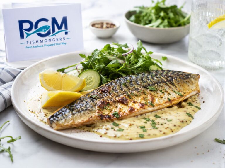 Grilled Mackerel with Mustard Sauce